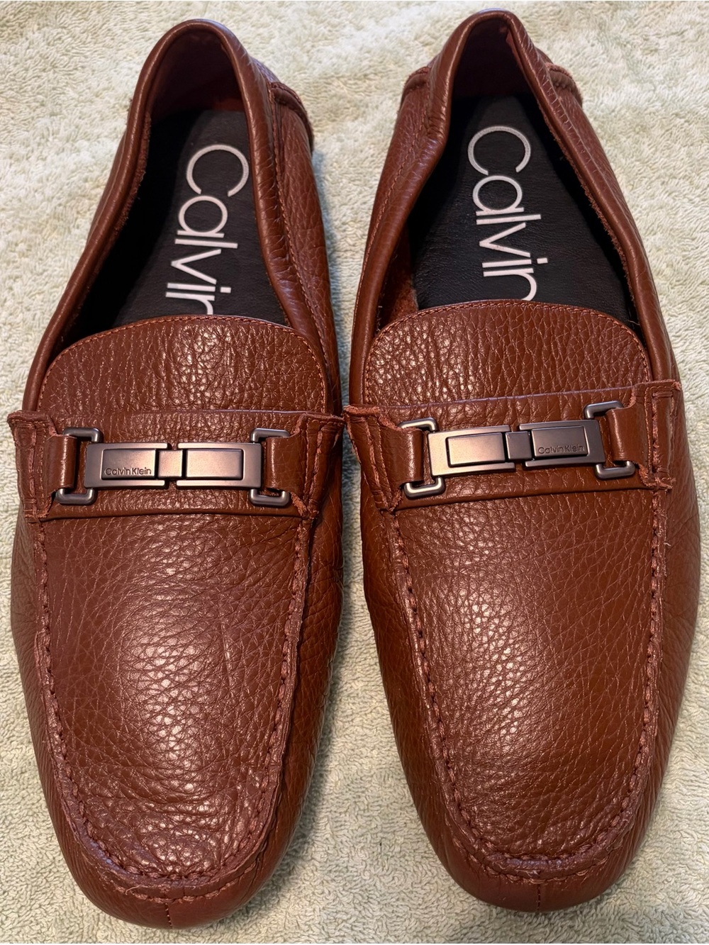 Calvin Klein Men's Chestnut Brown Leather Bit Loafers